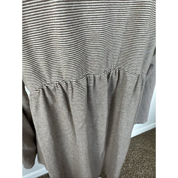 J Jill Pure Jill Women's L Petite Sheared Back Striped Knit Tee Top Brown - Picture 6 of 12